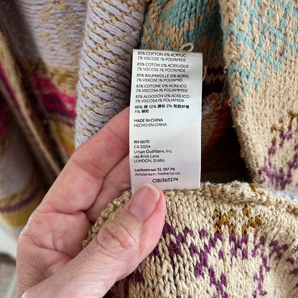 Pilcro shawl collar grandpa cardigan in multi color size xs/s - Picture 7 of 9